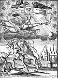 Oslavný tisk z roku 1678. Mezi věží kostela a barbakánem snad středověká Žatecká brána