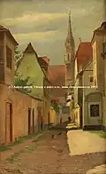 Ludvík Jadrníček:Za kostelem (olej na plátně)