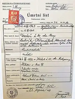 Úmrtní list (1949)