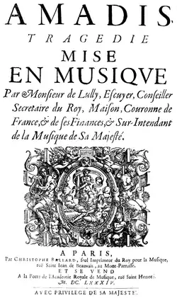 Titulní strana opery Amadis