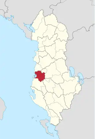 Poloha okresu Lushnjë na mapě