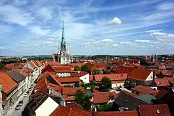 Pohled na Mühlhausen z věže městské radnice