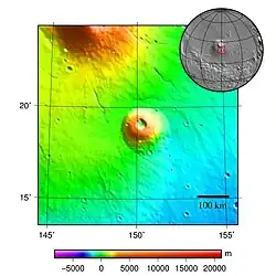 topografická mapa vulkánu Albor Tholus