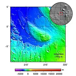 topografická mapa hory Amazonis Mensa