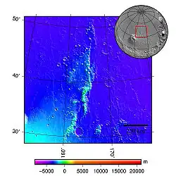 topografická mapa pohoří Phlegra Montes