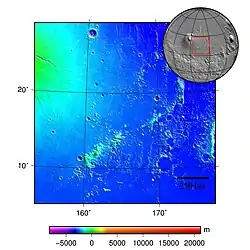 topografická mapa pohoří Tartarus Montes