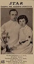 Manželé Jesenských (Žofie a Jiří), SK Slavia přední šermíři (kartička z časopisu Star)