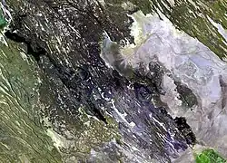 Hararu Tärara (Manda Hararo) na satelitním snímku u roku 1999