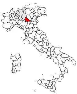 Provincie Mantova na mapě Itálie