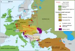 Mapa Evropy z roku 1923 zachycující staré a nové státní hranice.