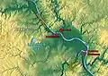 Topografická mapa oblasti kolem jezera Laacher See.