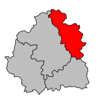 Arrondissement na mapě departementu Indre