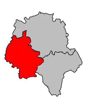 Arrondissement na mapě departementu Indre-et-Loire