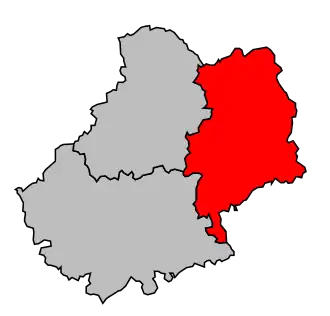 Arrondissement na mapě departementu Lot