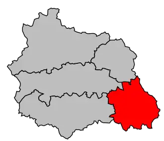 Arrondissement na mapě departementu Puy-de-Dôme