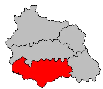Arrondissement na mapě departementu Puy-de-Dôme