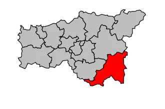 Kanton na mapě arrondissementu Laon