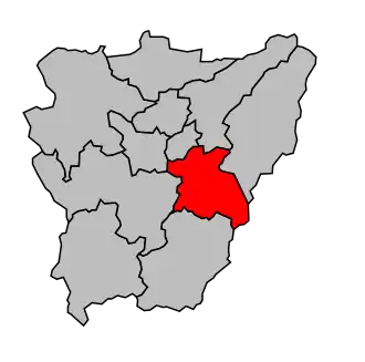 Kanton na mapě arrondissementu Aurillac