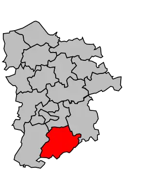 Kanton na mapě arrondissementu Bernay