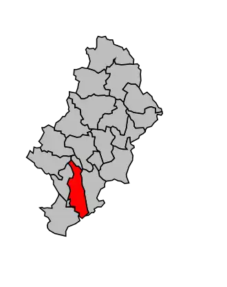 Kanton na mapě arrondissementu Nîmes
