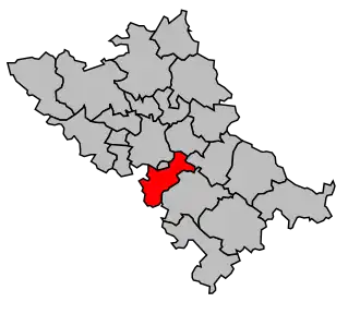 Kanton na mapě arrondissementu Toulouse