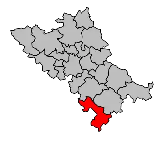 Kanton na mapě arrondissementu Toulouse