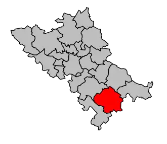 Kanton na mapě arrondissementu Toulouse