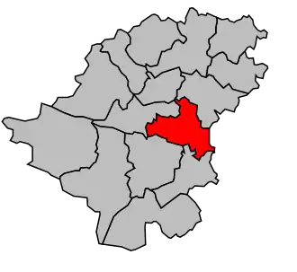 Kanton na mapě arrondissementu Langon