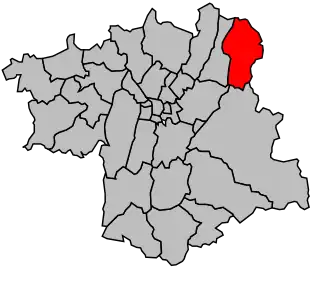 Kanton na mapě arrondissementu Grenoble