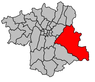 Kanton na mapě arrondissementu Grenoble
