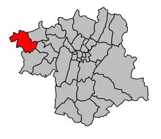 Kanton na mapě arrondissementu Grenoble