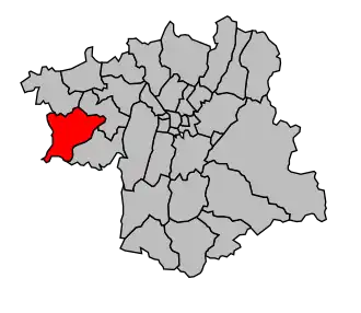 Kanton na mapě arrondissementu Grenoble