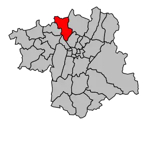 Kanton na mapě arrondissementu Grenoble