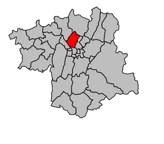 Kanton na mapě arrondissementu Grenoble