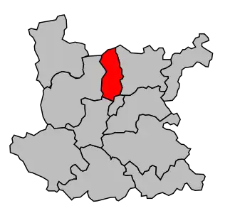 Kanton na mapě arrondissementu Roanne