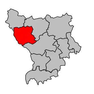 Kanton na mapě arrondissementu Montbrison