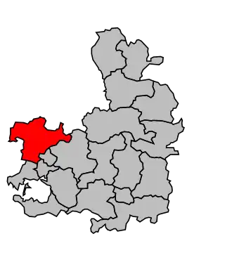 Kanton na mapě arrondissementu Vannes