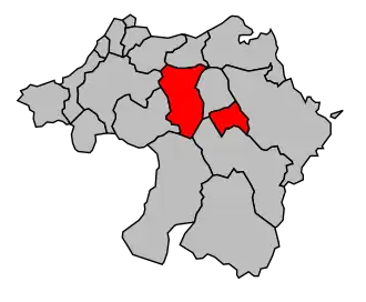Kanton na mapě arrondissementu Bayonne