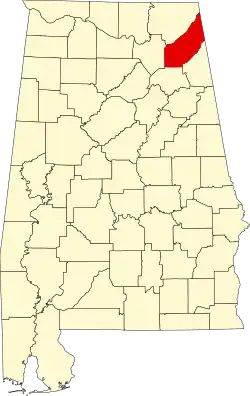 DeKalb County na mapě Alabamy
