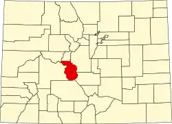 Chaffee County na mapě Colorada