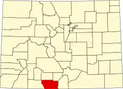 Conejos County na mapě Colorada