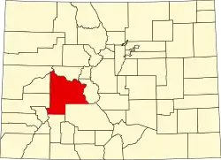 Gunnison County na mapě Colorada