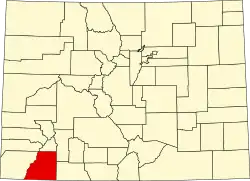 La Plata County na mapě Colorada