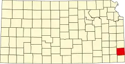 Crawford County na mapě Kansasu
