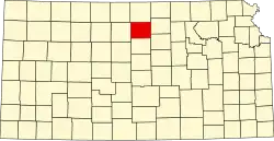 Mitchell County na mapě Kansasu