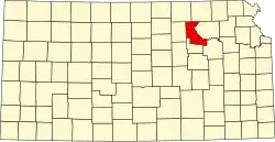 Riley County na mapě Kansasu