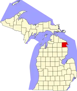 Alpena County na mapě Michiganu