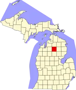 Crawford County na mapě Michiganu