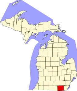 Lenawee County na mapě Michiganu
