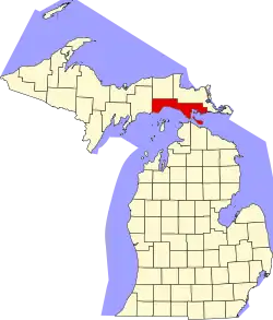 Mackinac County na mapě Michiganu